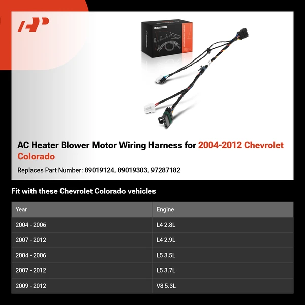 AC Heater Blower Motor Wiring Harness for 2004-2012 Chevrolet Colorado