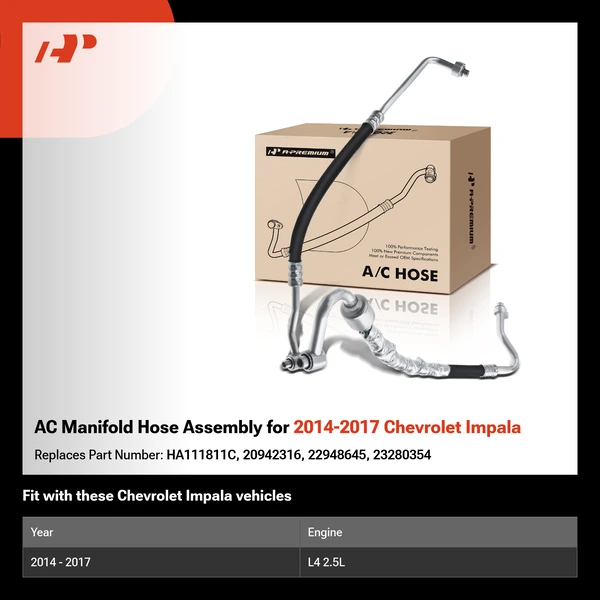 AC Manifold Hose Assembly for 2014-2017 Chevrolet Impala