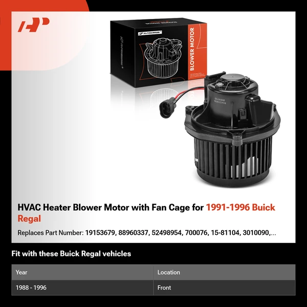 HVAC Heater Blower Motor with Fan Cage for 1991-1996 Buick Regal