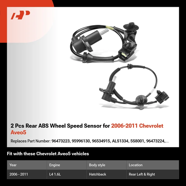 2 Pcs Rear ABS Wheel Speed Sensor for 2006-2011 Chevrolet Aveo5