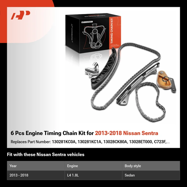 6 Pcs Engine Timing Chain Kit for 2013-2018 Nissan Sentra
