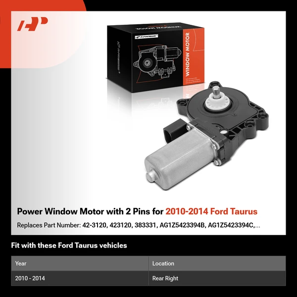 Power Window Motor with 2 Pins for 2010-2014 Ford Taurus