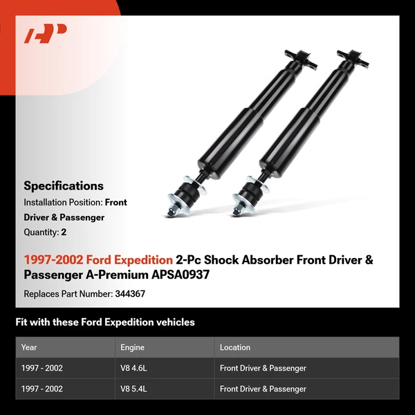 1997-2002 Ford Expedition 2-Pc Shock Absorber Front Driver & Passenger A-Premium APSA0937