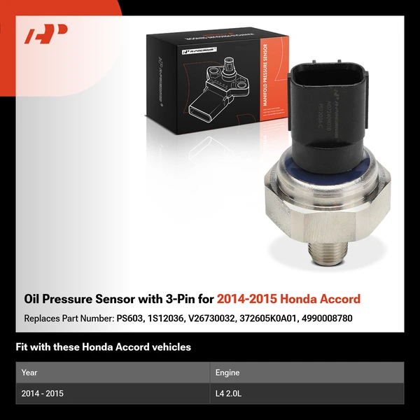 Oil Pressure Sensor with 3-Pin for 2014-2015 Honda Accord
