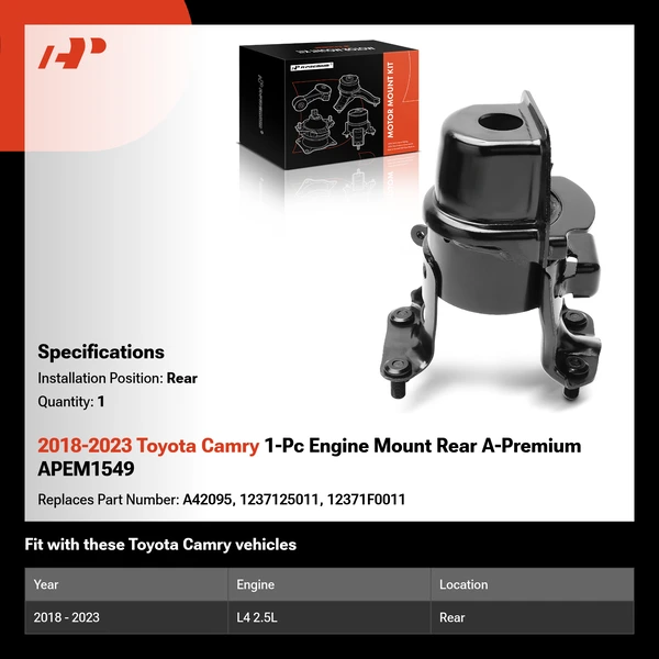 2018-2023 Toyota Camry 1-Pc Engine Mount Rear A-Premium APEM1549