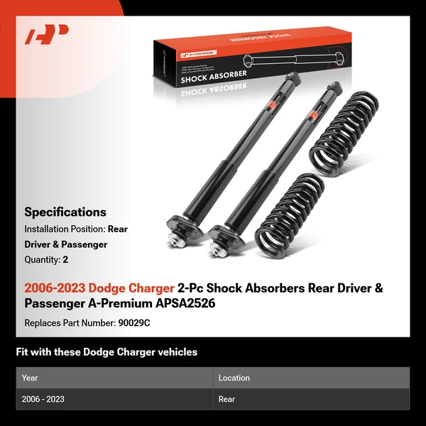2006-2023 Dodge Charger 2-Pc Shock Absorbers Rear Driver & Passenger A-Premium APSA2526