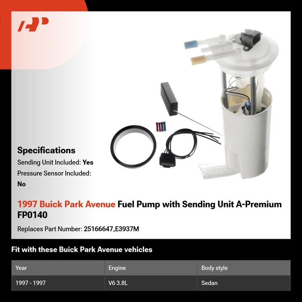 1997 Buick Park Avenue Fuel Pump with Sending Unit A-Premium FP0140