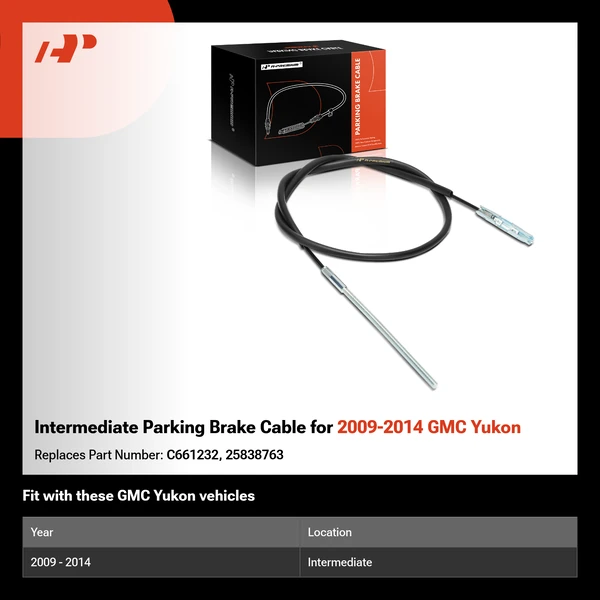 Intermediate Parking Brake Cable for 2009-2014 GMC Yukon