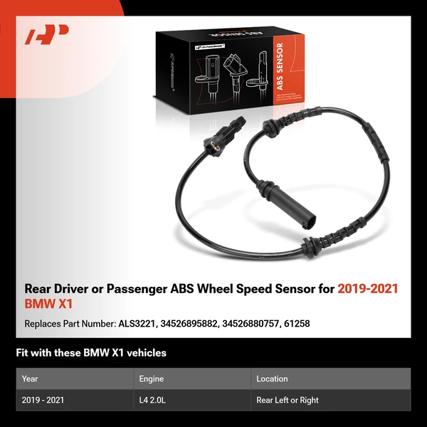 Rear Driver or Passenger ABS Wheel Speed Sensor for 2019-2021 BMW X1