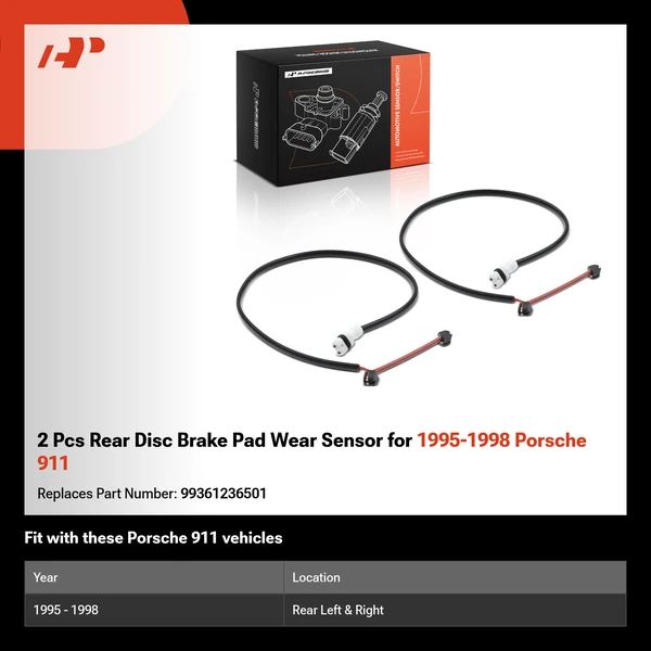 2 Pcs Rear Disc Brake Pad Wear Sensor for 1995-1998 Porsche 911