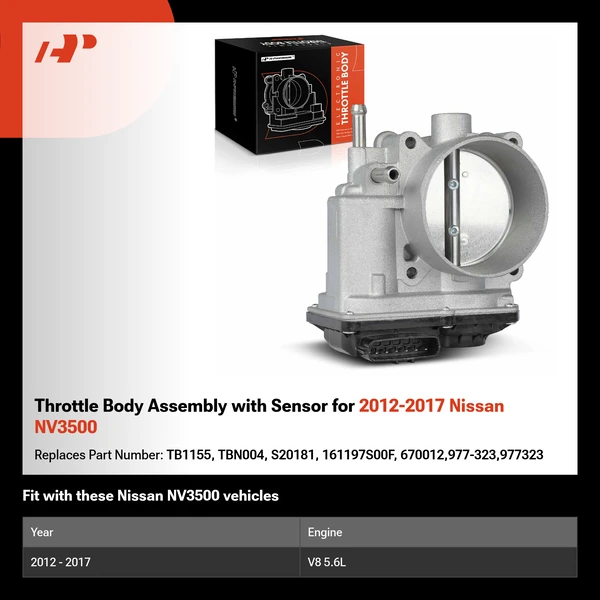 Throttle Body Assembly with Sensor for 2012-2017 Nissan NV3500