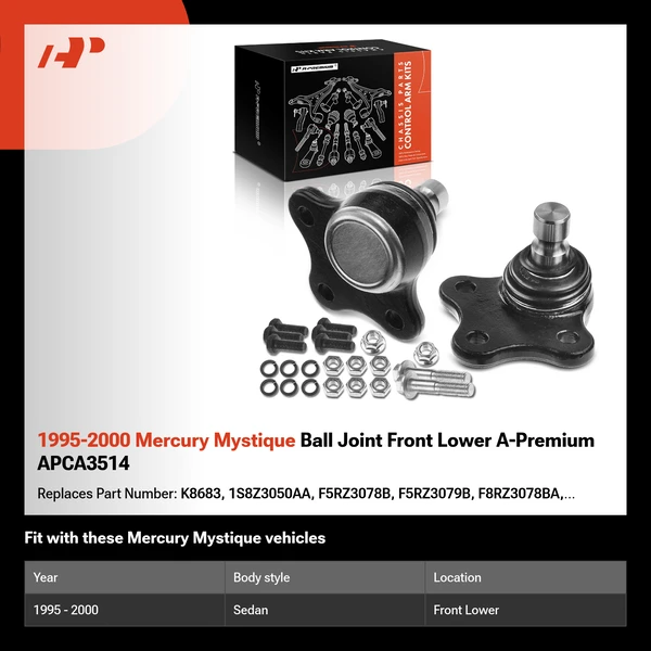 1995-2000 Mercury Mystique Ball Joint Front Lower A-Premium APCA3514