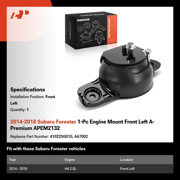 2014-2018 Subaru Forester 1-Pc Engine Mount Front Left A-Premium APEM2132