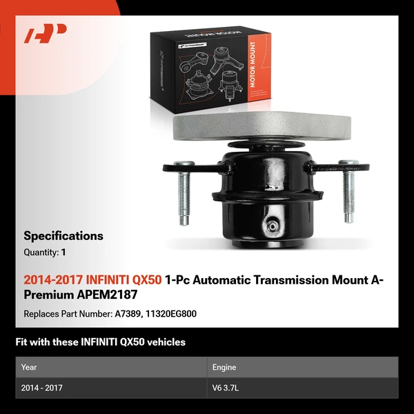 2014-2017 INFINITI QX50 1-Pc Automatic Transmission Mount A-Premium APEM2187