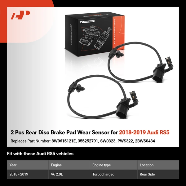 2 Pcs Rear Disc Brake Pad Wear Sensor for 2018-2019 Audi RS5