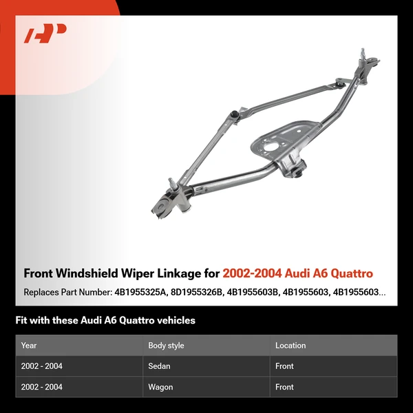 Front Windshield Wiper Linkage for 2002-2004 Audi A6 Quattro