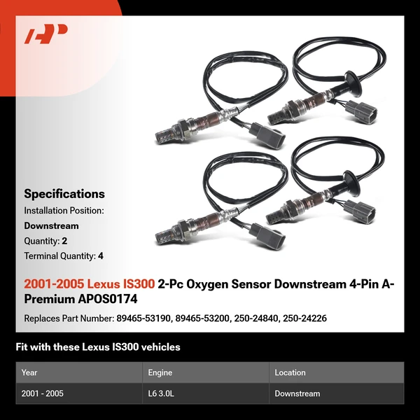 2001-2005 Lexus IS300 2-Pc Oxygen Sensor Downstream 4-Pin A-Premium APOS0174
