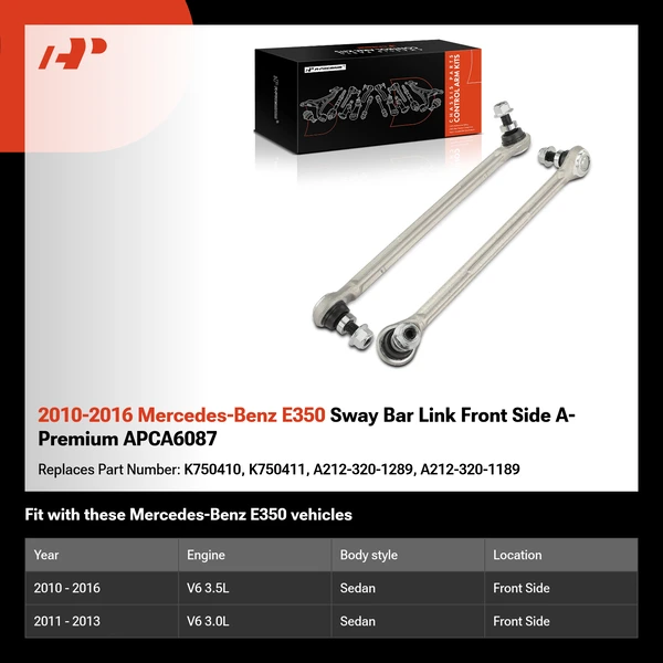 2010-2016 Mercedes-Benz E350 Sway Bar Link Front Side A-Premium APCA6087