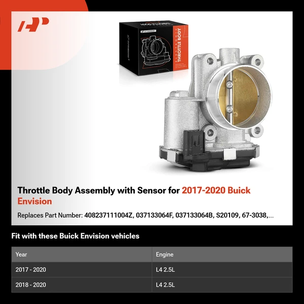 Throttle Body Assembly with Sensor for 2017-2020 Buick Envision