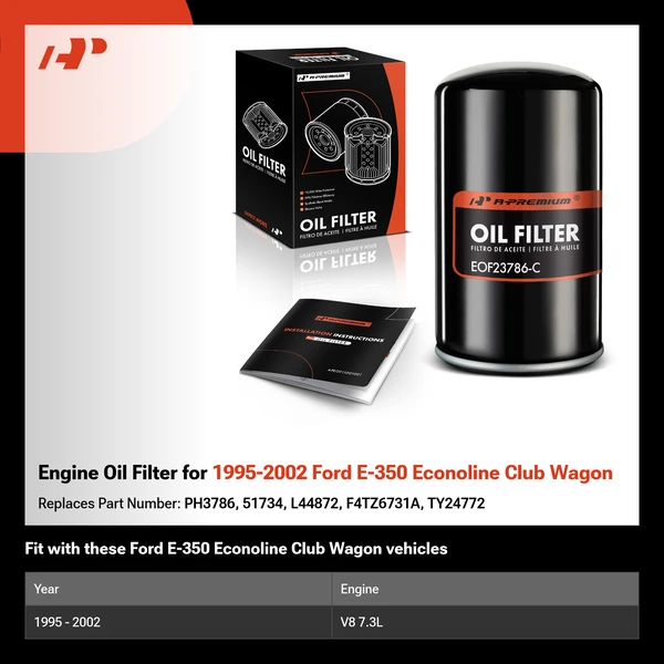 Engine Oil Filter for 1995-2002 Ford E-350 Econoline Club Wagon