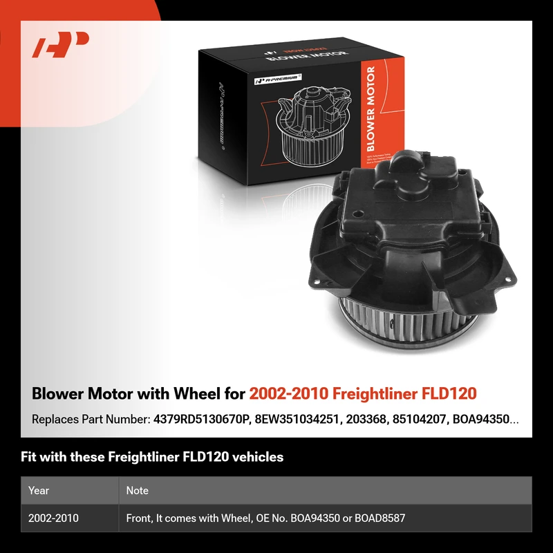 Blower Motor with Wheel for 2002-2010 Freightliner FLD120
