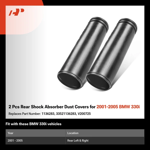 2 Pcs Rear Shock Absorber Dust Covers for 2001-2005 BMW 330i