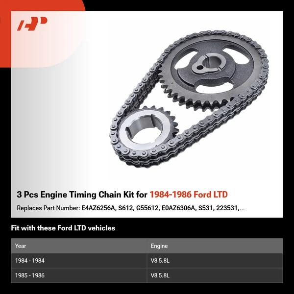 3 Pcs Engine Timing Chain Kit for 1984-1986 Ford LTD