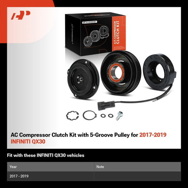 AC Compressor Clutch Kit with 5-Groove Pulley for 2017-2019 INFINITI QX30