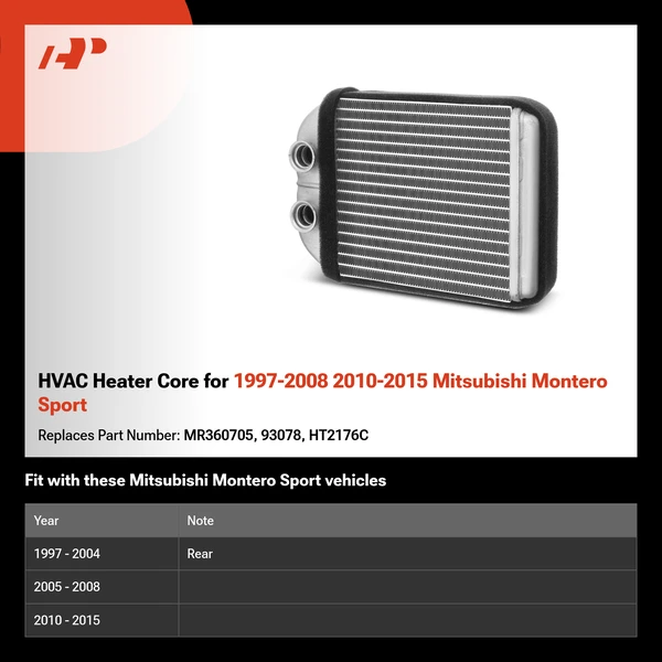 HVAC Heater Core for 1997-2008 2010-2015 Mitsubishi Montero Sport
