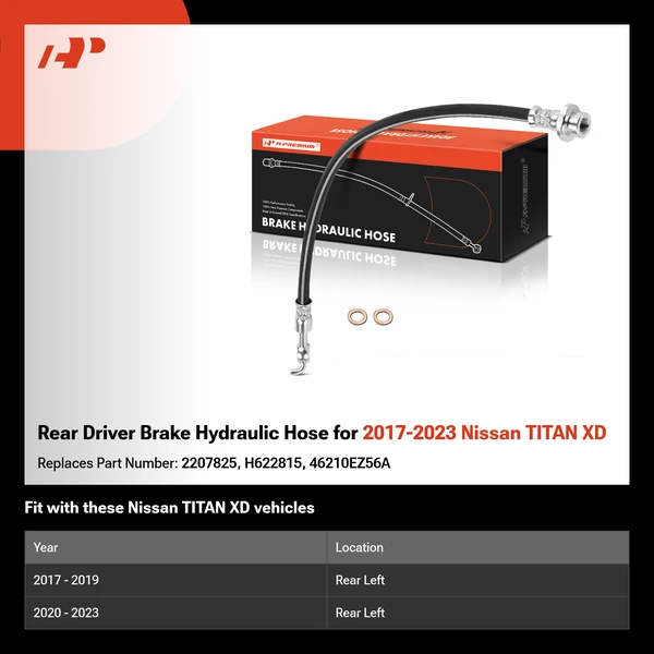Rear Driver Brake Hydraulic Hose for 2017-2023 Nissan TITAN XD