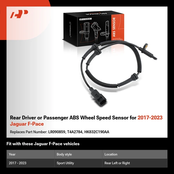 Rear Driver or Passenger ABS Wheel Speed Sensor for 2017-2023 Jaguar F-Pace