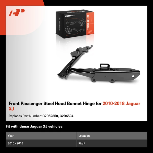 Front Passenger Steel Hood Bonnet Hinge for 2010-2018 Jaguar XJ