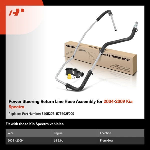 Power Steering Return Line Hose Assembly for 2004-2009 Kia Spectra
