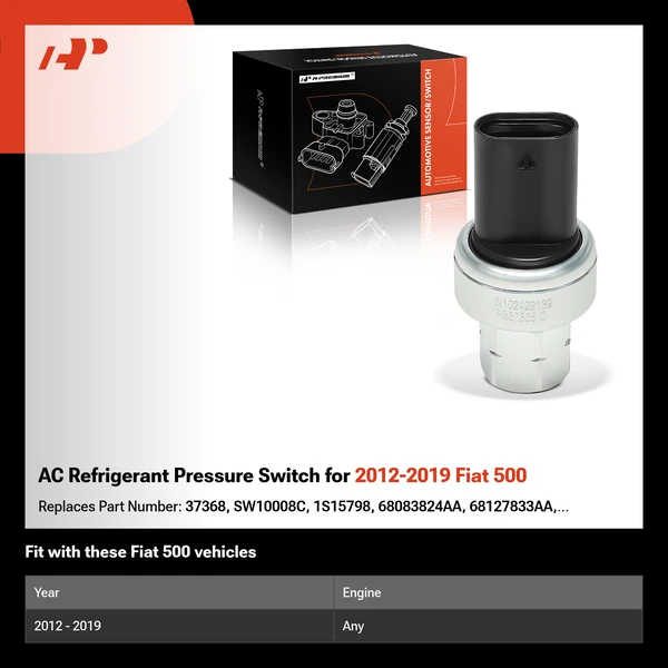 AC Refrigerant Pressure Switch for 2012-2019 Fiat 500