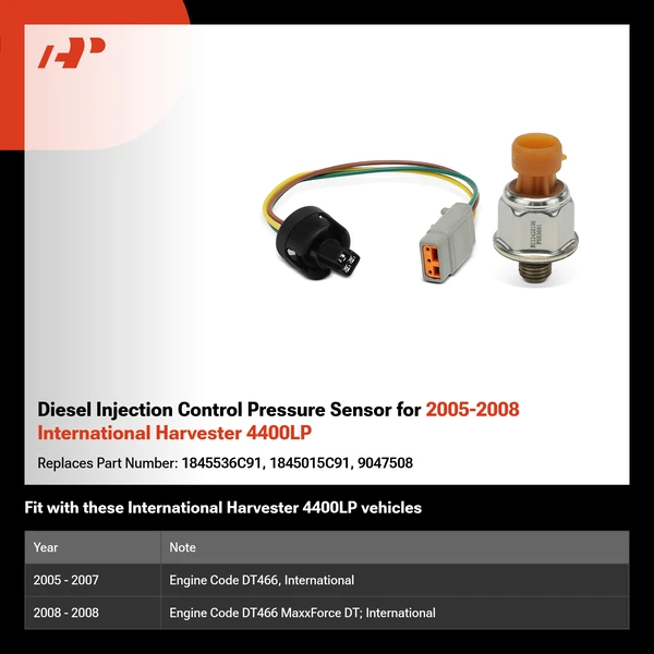 Diesel Injection Control Pressure Sensor for 2005-2008 International Harvester 4400LP