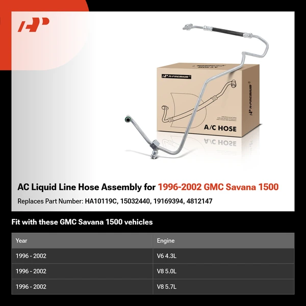 AC Liquid Line Hose Assembly for 1996-2002 GMC Savana 1500