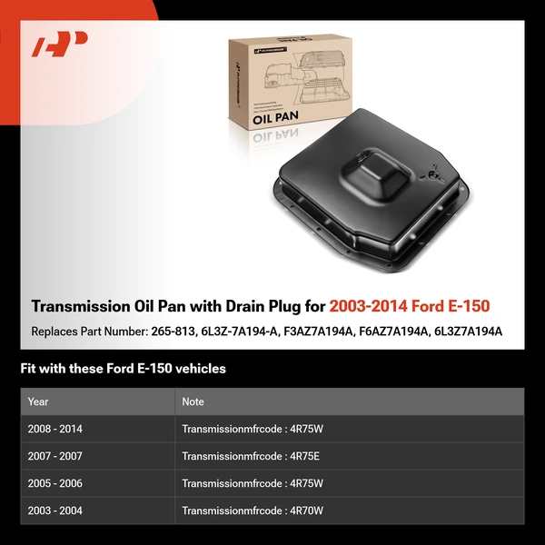 Transmission Oil Pan with Drain Plug for 2003-2014 Ford E-150