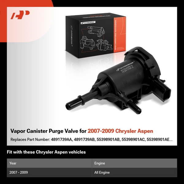 Vapor Canister Purge Valve for 2007-2009 Chrysler Aspen