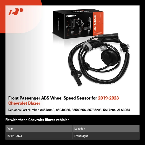 Front Passenger ABS Wheel Speed Sensor for 2019-2023 Chevrolet Blazer