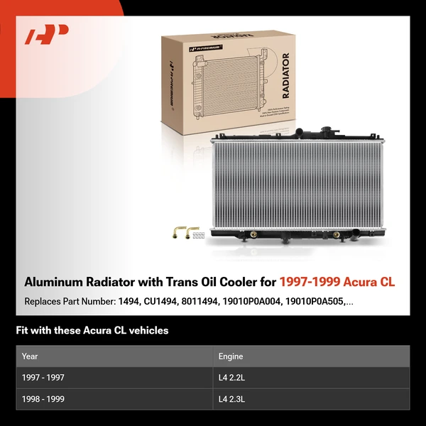 Aluminum Radiator with Trans Oil Cooler for 1997-1999 Acura CL