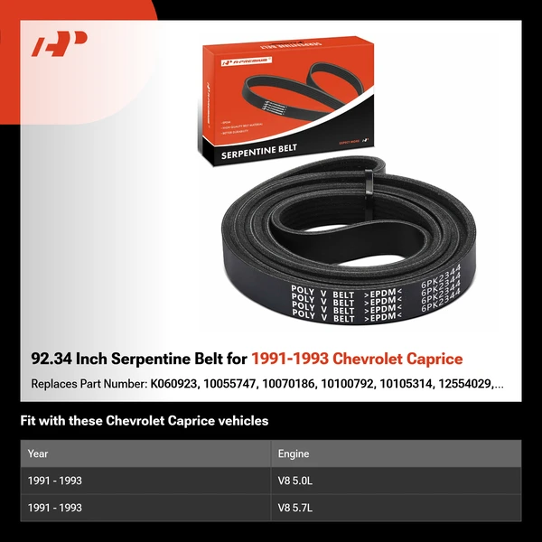 92.34 Inch Serpentine Belt for 1991-1993 Chevrolet Caprice