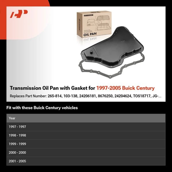 Transmission Oil Pan with Gasket for 1997-2005 Buick Century