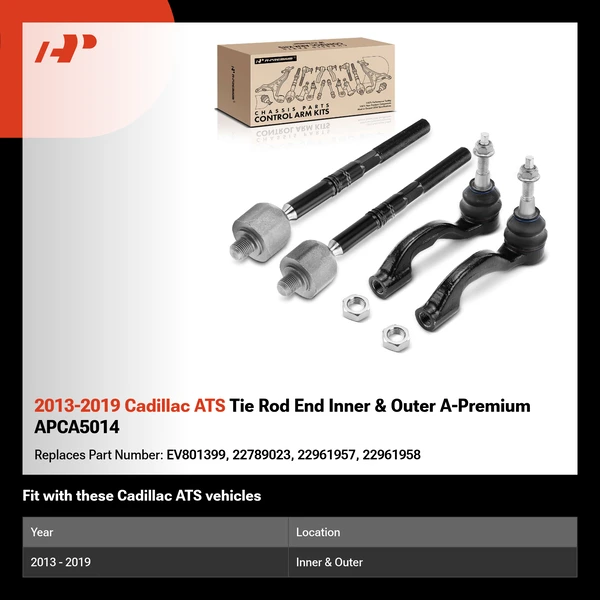 2013-2019 Cadillac ATS Tie Rod End Inner & Outer A-Premium APCA5014