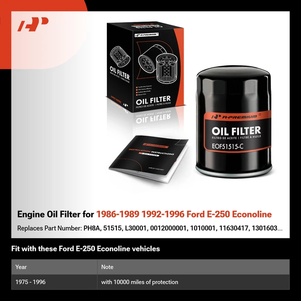 Engine Oil Filter for 1986-1989 1992-1996 Ford E-250 Econoline