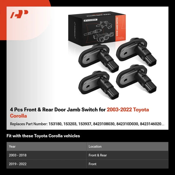 4 Pcs Front & Rear Door Jamb Switch for 2003-2022 Toyota Corolla