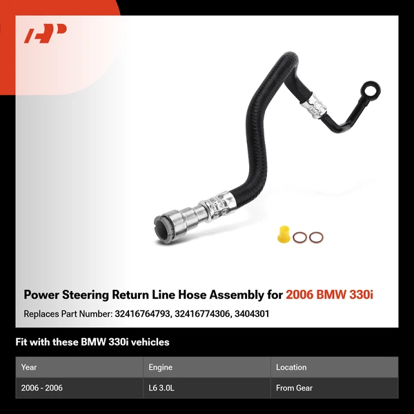 Power Steering Return Line Hose Assembly for 2006 BMW 330i