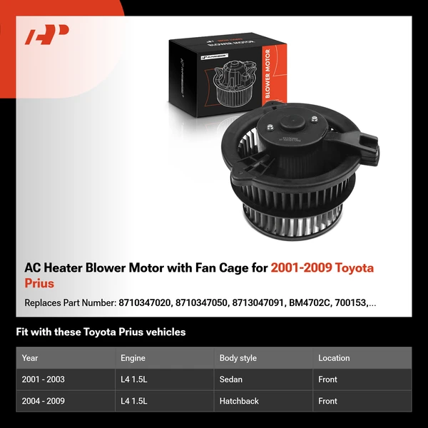 AC Heater Blower Motor with Fan Cage for 2001-2009 Toyota Prius