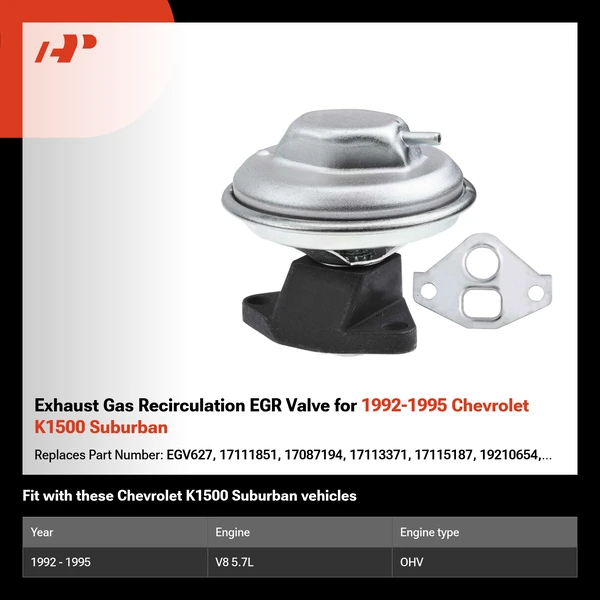 Exhaust Gas Recirculation EGR Valve for 1992-1995 Chevrolet K1500 Suburban