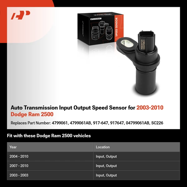 Auto Transmission Input Output Speed Sensor for 2003-2010 Dodge Ram 2500