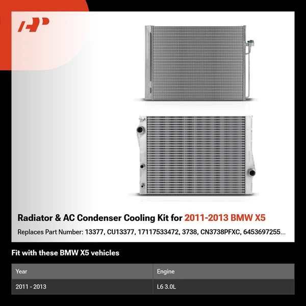 Radiator & AC Condenser Cooling Kit for 2011-2013 BMW X5